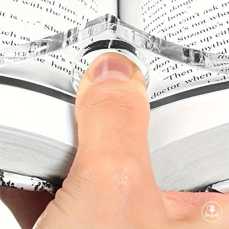 ماسك كتاب أكريليك شفاف للإبهام لإبقاء الصفحات مفتوحة أثناء القراءة