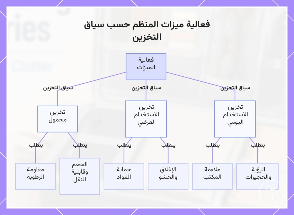 فعالية ميزات المنظم حسب سياق التخزين