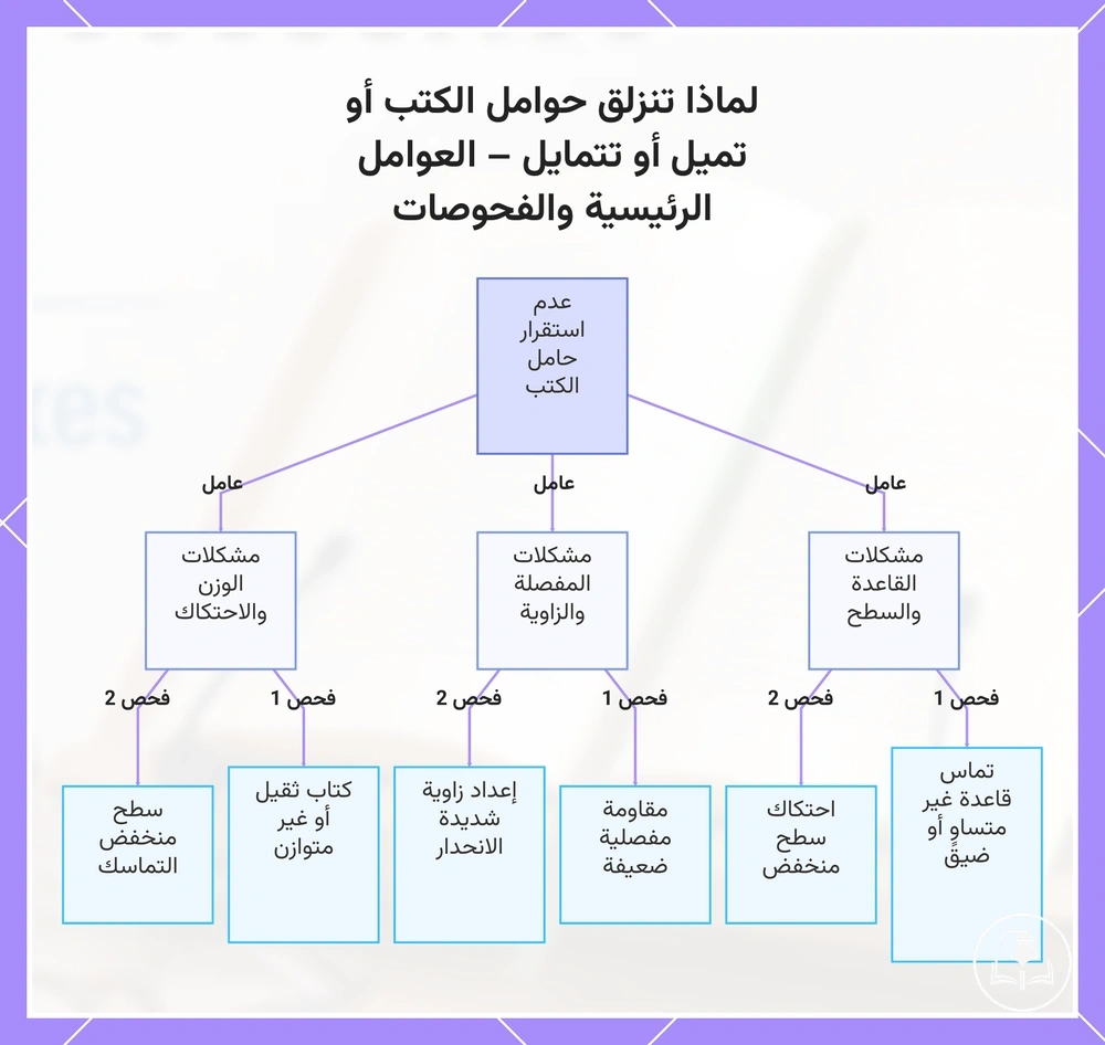 لماذا تنزلق حوامل الكتب أو تميل أو تتمايل – العوامل الرئيسية والفحوصات
