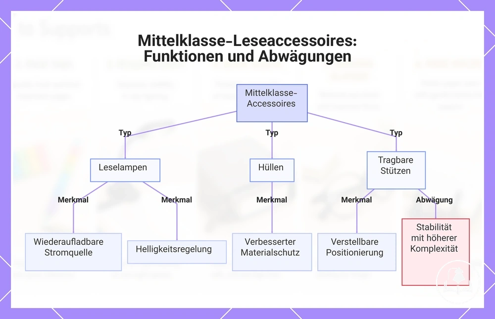 Mittelklasse-Leseaccessoires: Funktionen und Abwägungen