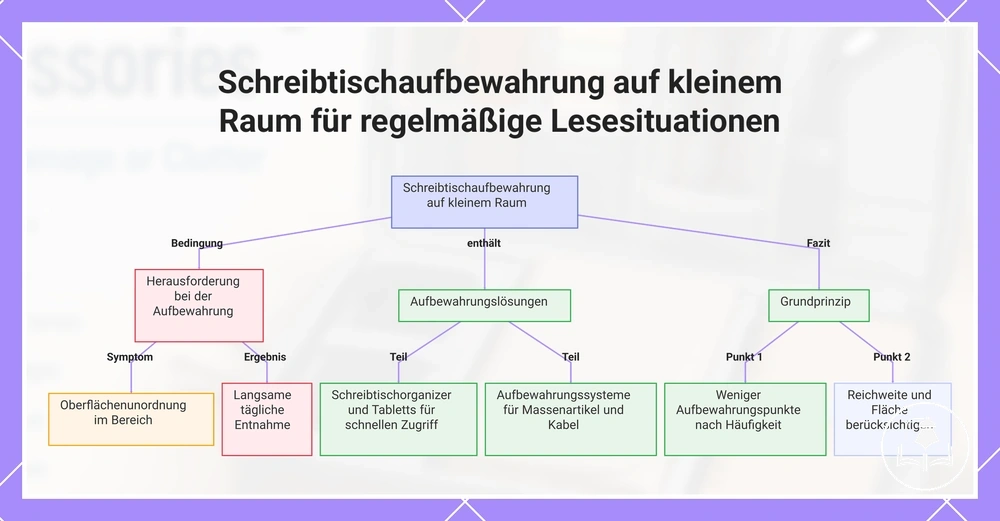 Schreibtischaufbewahrung auf kleinem Raum für regelmäßige Lesesituationen