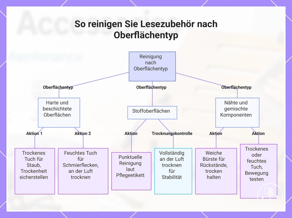 So reinigen Sie Lesezubehör nach Oberflächentyp