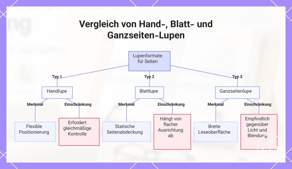 Vergleich von Hand-, Blatt- und Ganzseiten-Lupen