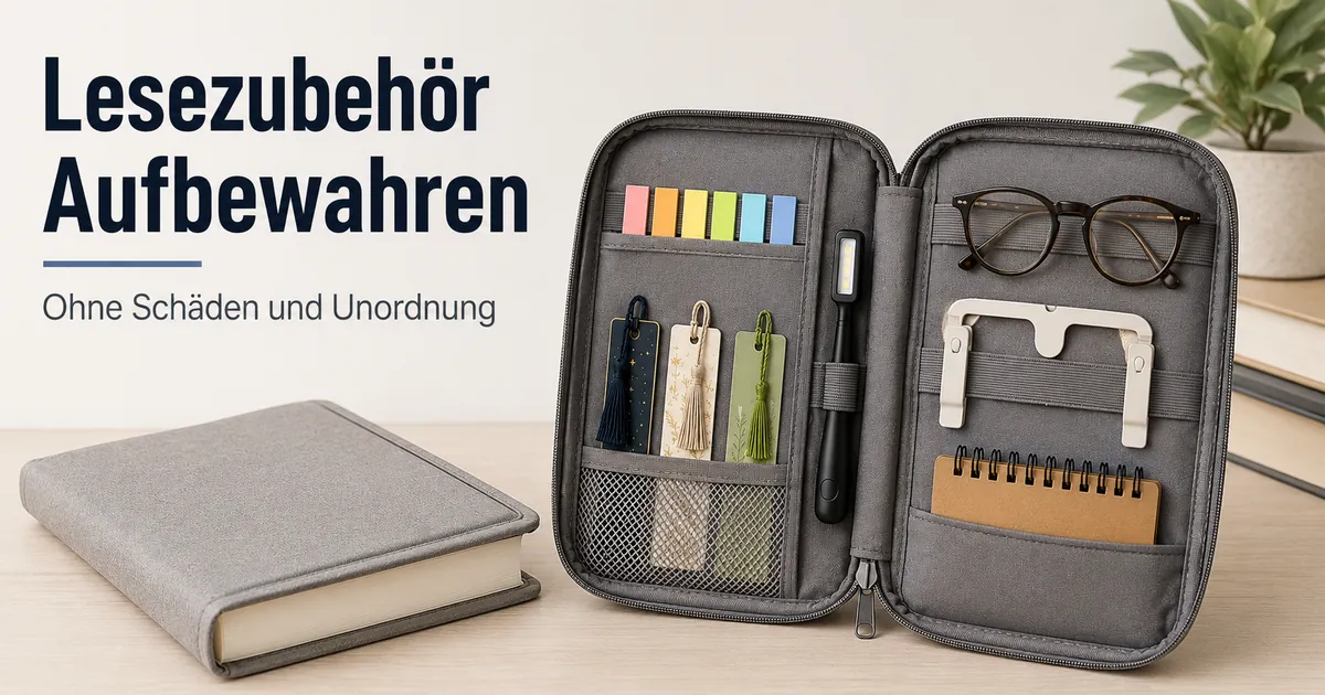 Lesezubehör ordentlich in einem kompakten Organizer verstaut, um Schäden und Unordnung zu vermeiden