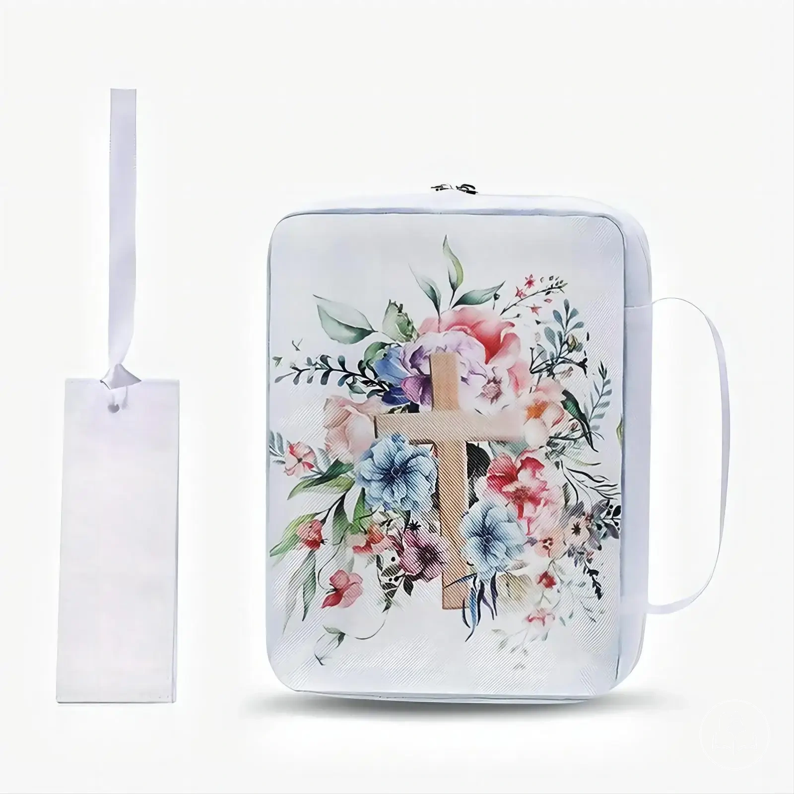 Funda floral para Biblia con asa, bolsillo y marcapáginas