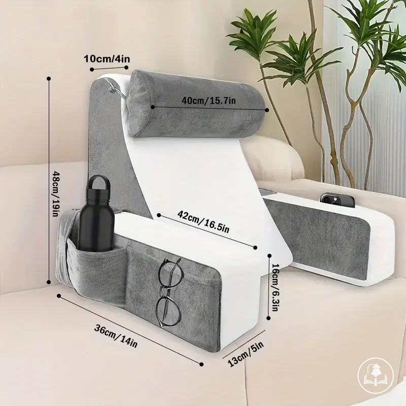 Almohada grande con reposabrazos para leer sentado en la cama o en el sofá