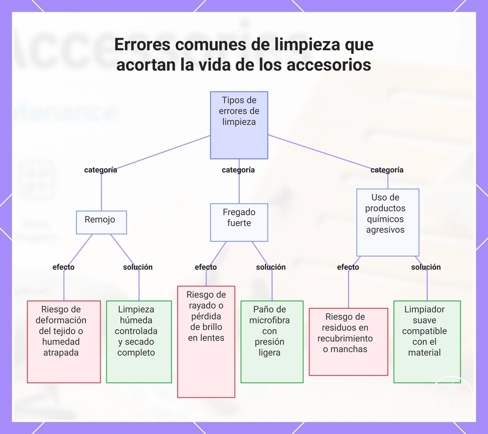 Errores comunes de limpieza que acortan la vida de los accesorios