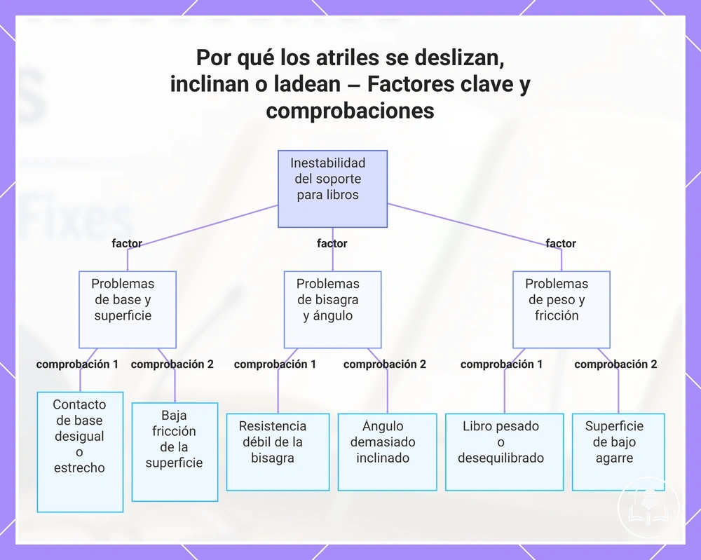 Por qué los atriles se deslizan, inclinan o ladean – Factores clave y comprobaciones