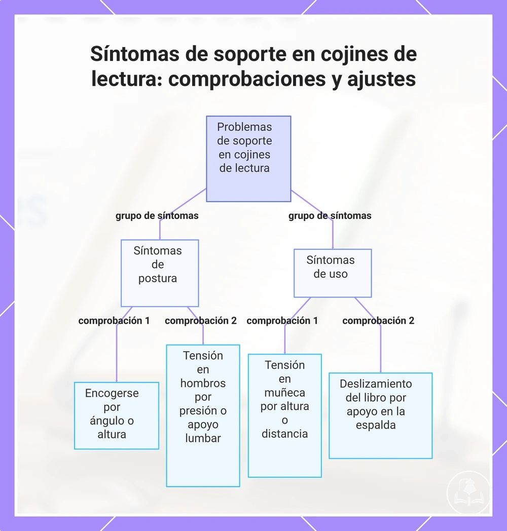 Síntomas de soporte en cojines de lectura: comprobaciones y ajustes