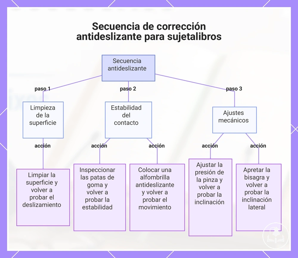 Secuencia de corrección antideslizante para sujetalibros