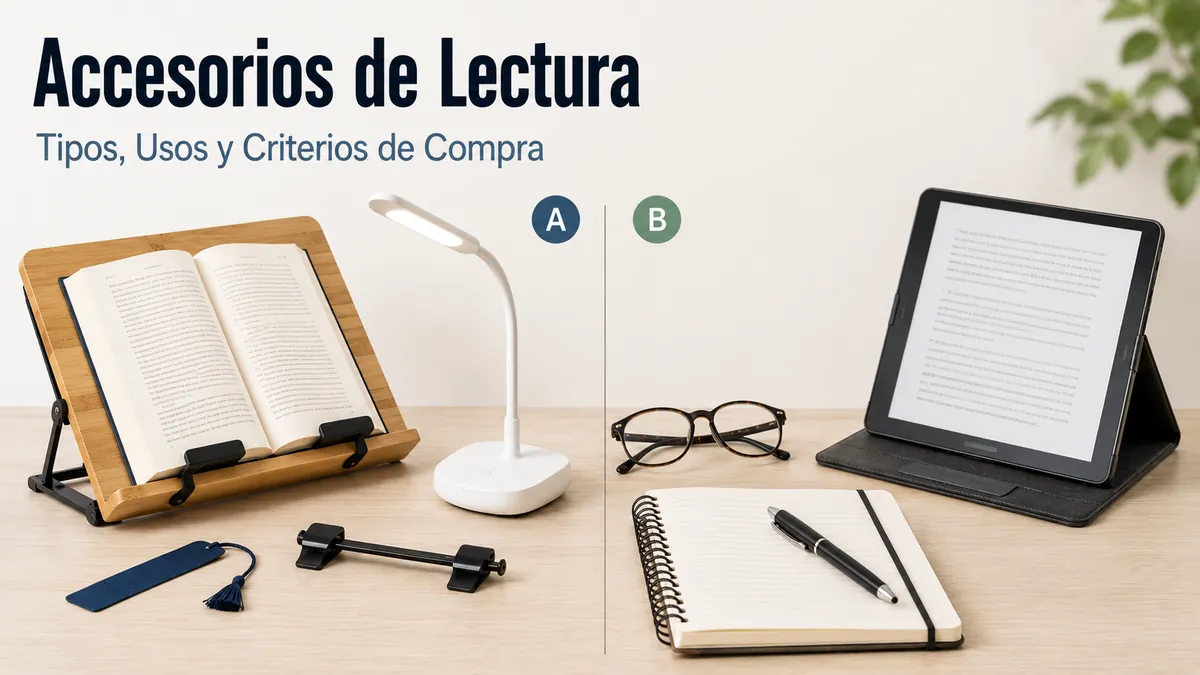 Selección ordenada de accesorios de lectura para comparar usos y formas de leer