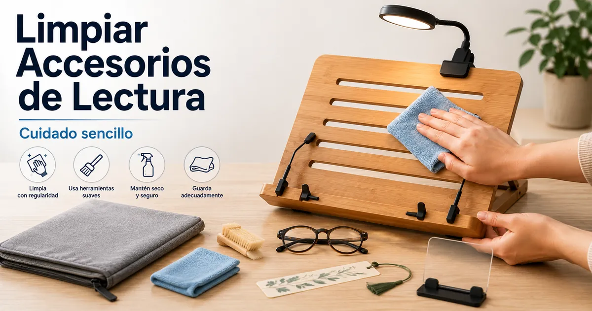 Accesorios de lectura limpiados y cuidados con un paño suave y herramientas sencillas