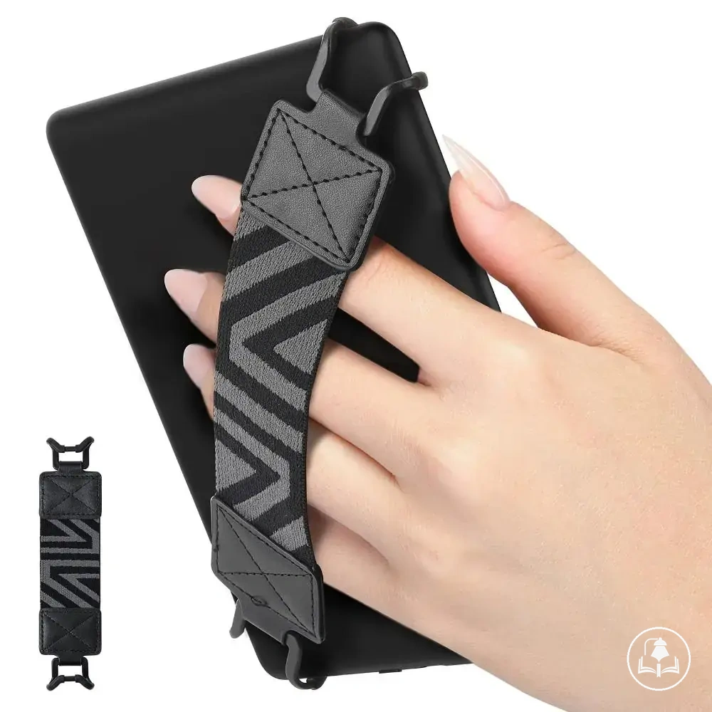 Sangle de main en cuir PU pour tenir une liseuse ou une tablette compatible