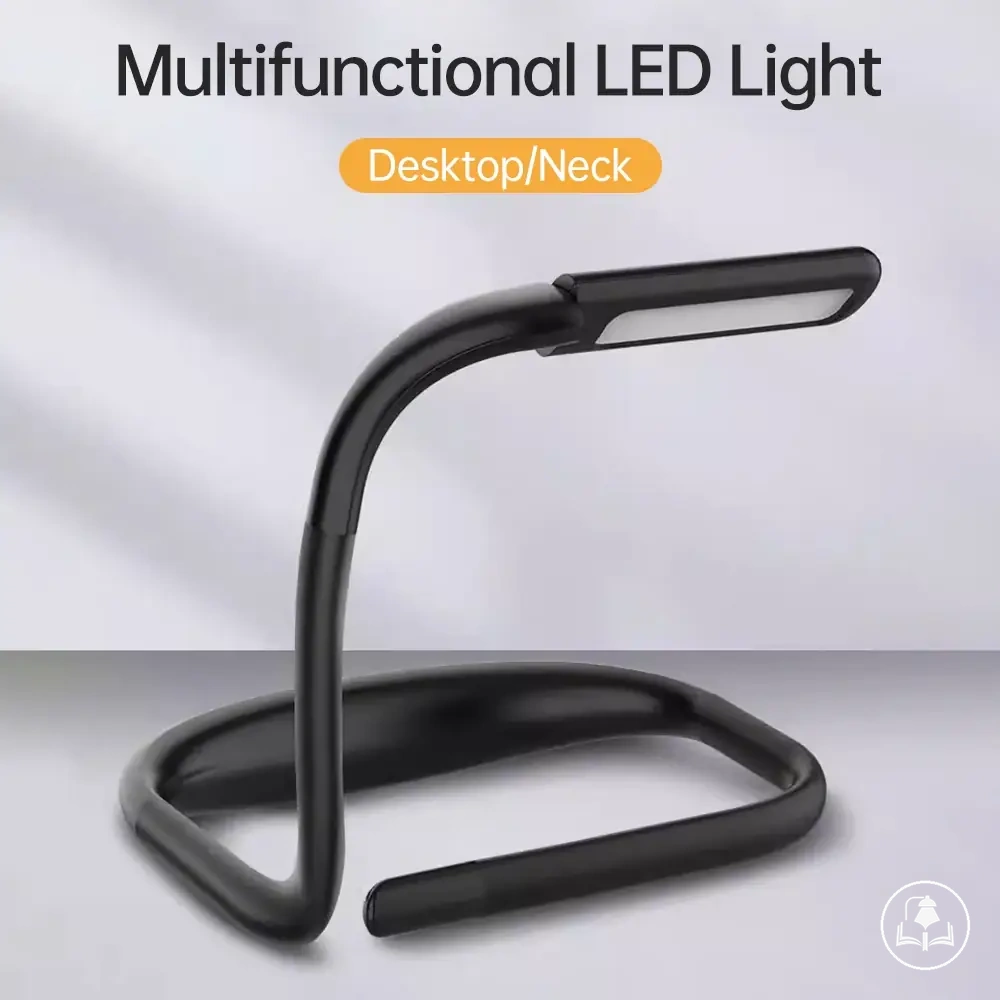 Lampe de lecture de cou rechargeable avec bras pliables et luminosité réglable