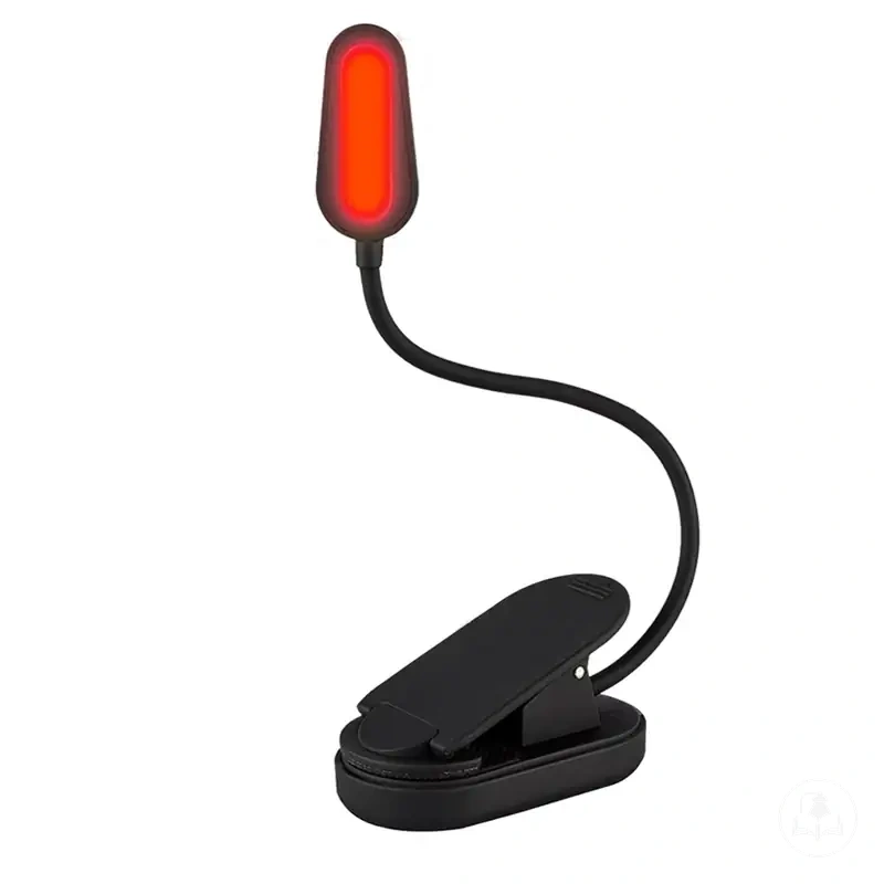 Lampe de livre rouge rechargeable à clip pour lire la nuit