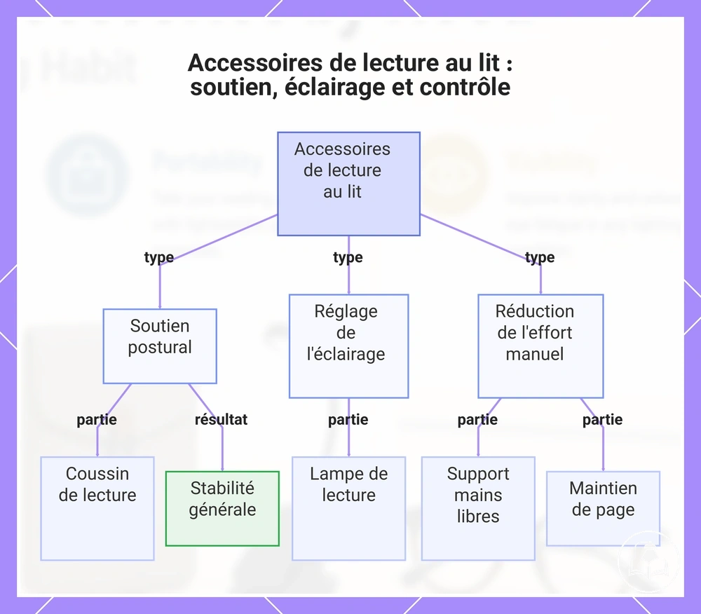 Accessoires de lecture au lit : soutien, éclairage et contrôle
