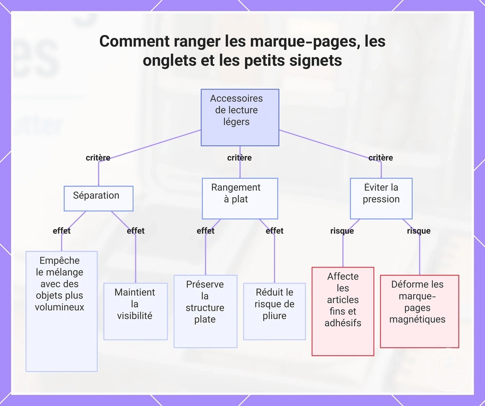 Comment ranger les marque-pages, les onglets et les petits signets