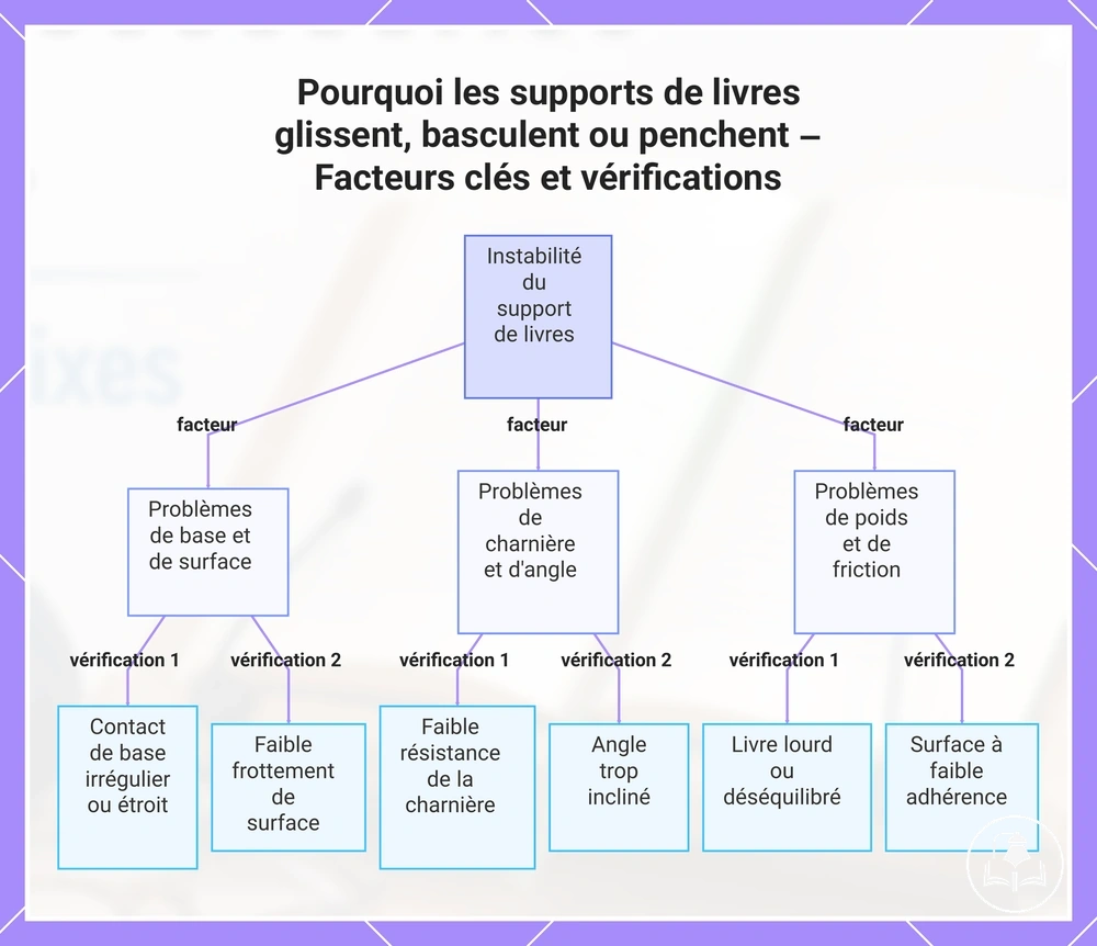 Pourquoi les supports de livres glissent, basculent ou penchent – Facteurs clés et vérifications