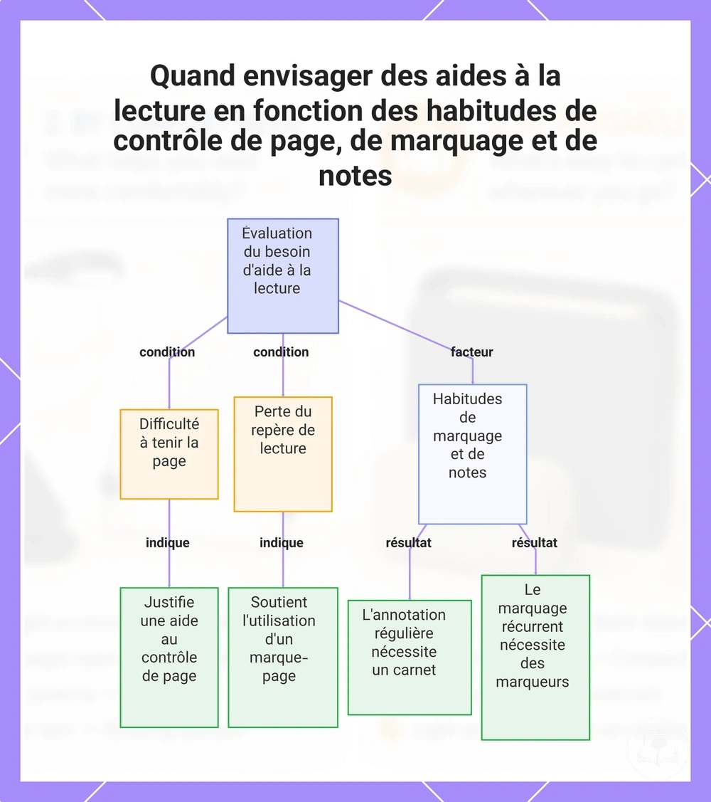 Quand envisager des aides à la lecture en fonction des habitudes de contrôle de page, de marquage et de notes