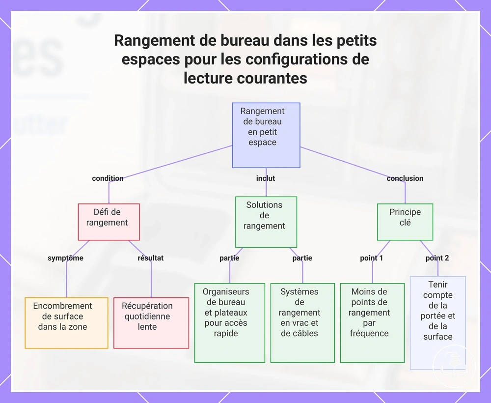 Rangement de bureau dans les petits espaces pour les configurations de lecture courantes