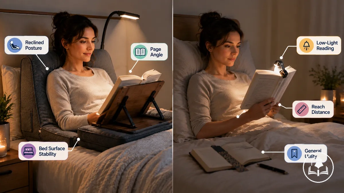 Soutien spécifique au lit versus accessoires de lecture généraux dans une configuration de lecture au lit