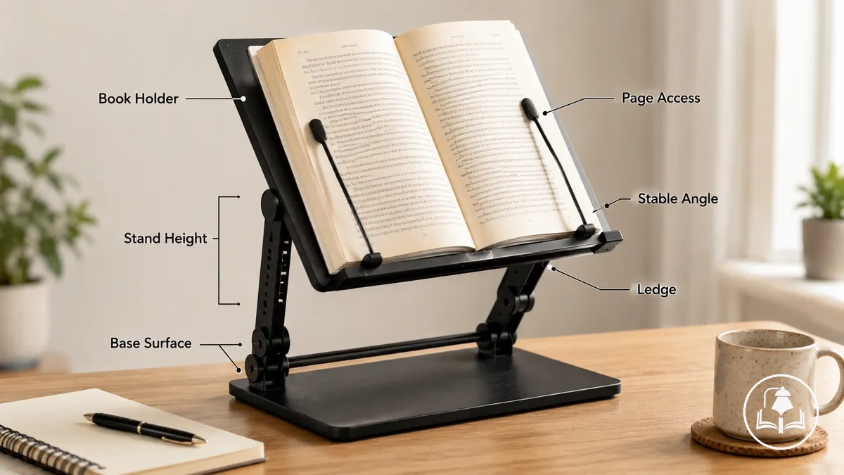 Supports de livre et pupitres de lecture réglables soutenant un livre à un angle stable