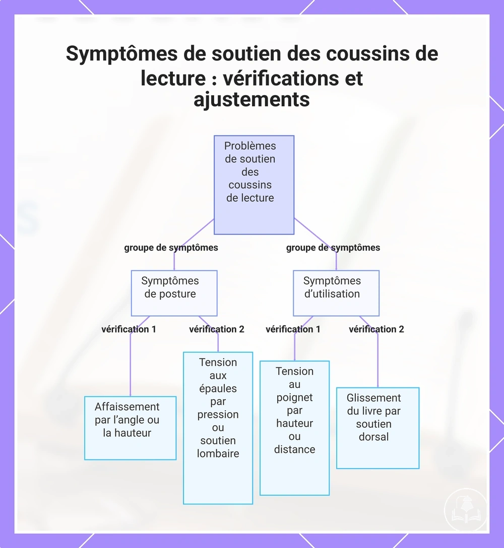 Symptômes de soutien des coussins de lecture : vérifications et ajustements