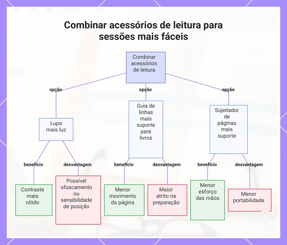 Combinar acessórios de leitura para sessões mais fáceis