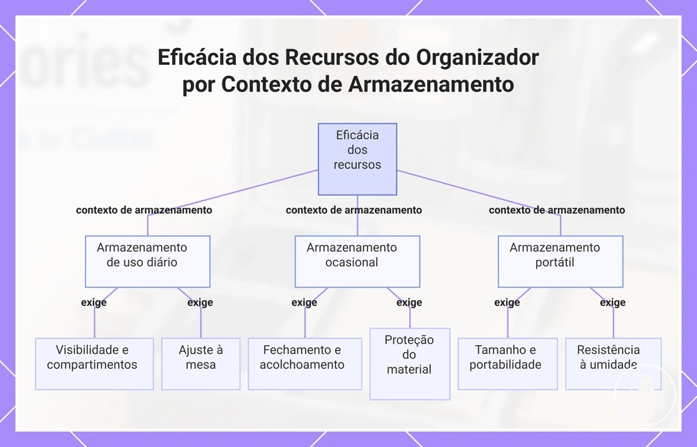 Eficácia dos Recursos do Organizador por Contexto de Armazenamento
