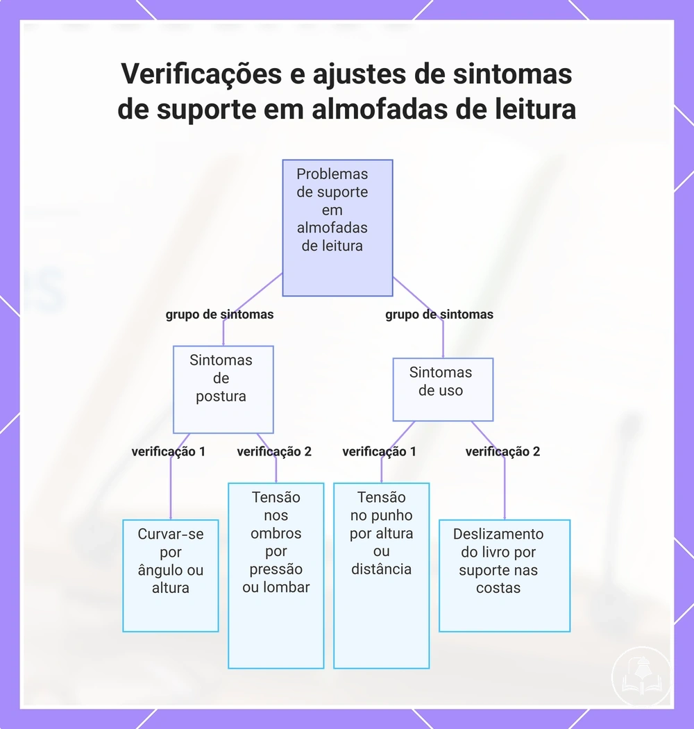 Verificações e ajustes de sintomas de suporte em almofadas de leitura