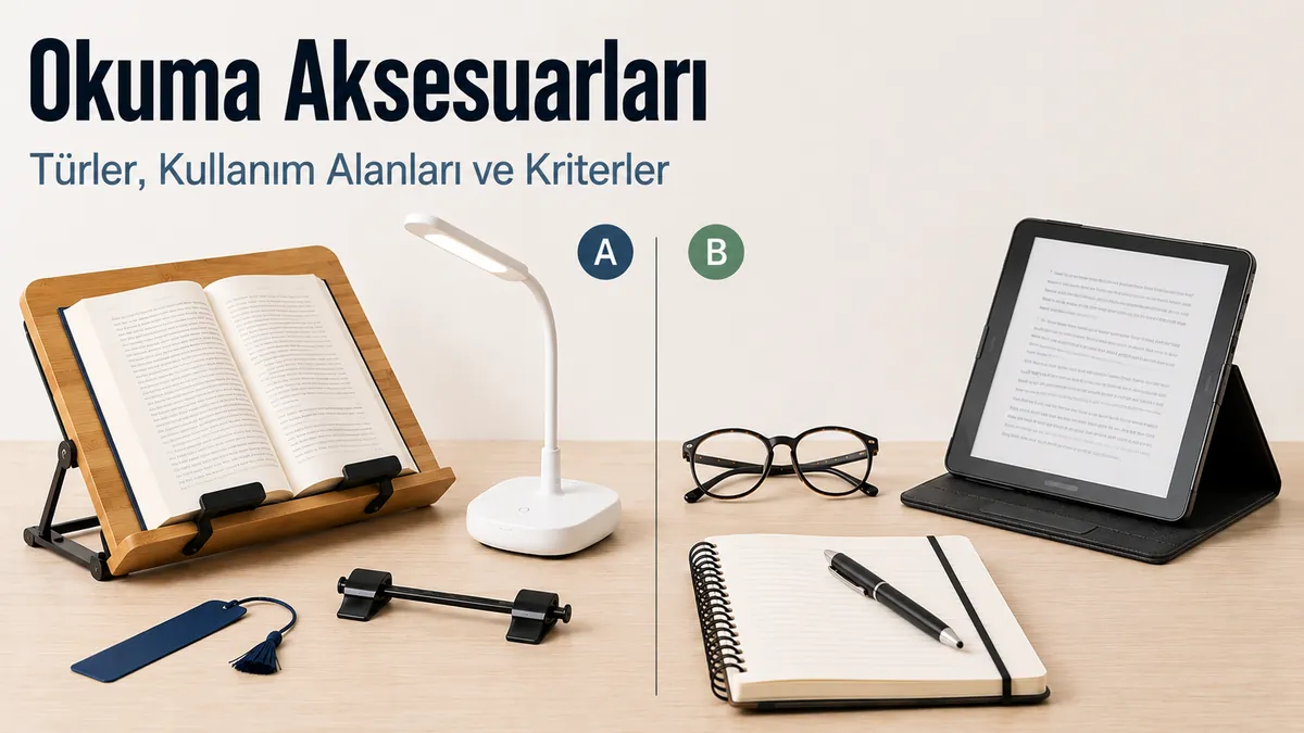 Farklı okuma düzenlerini seçmek ve karşılaştırmak için hazırlanmış yaygın okuma aksesuarları